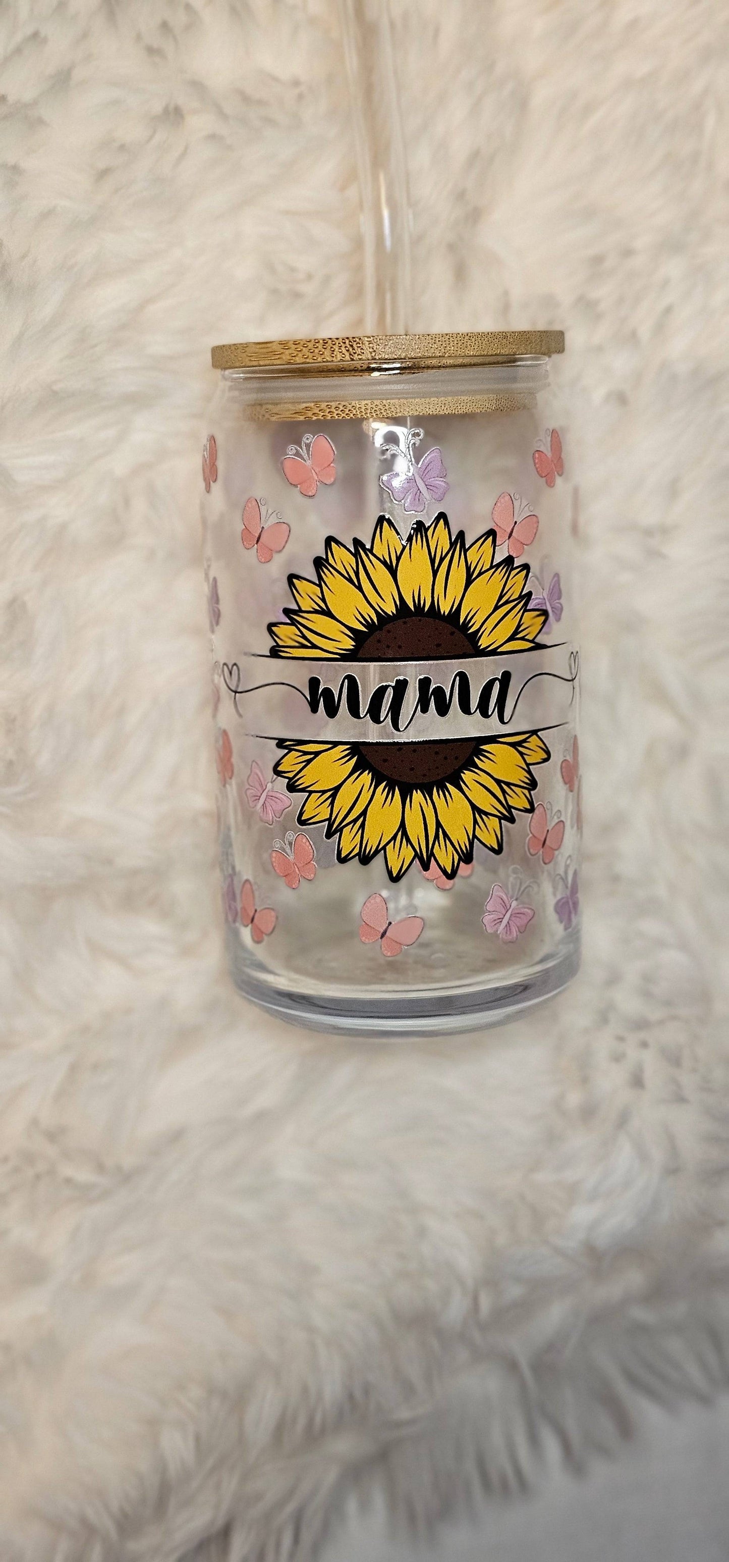Mama Butterfly 16 oz Glass Can - Busy Housesteaders Boutique 