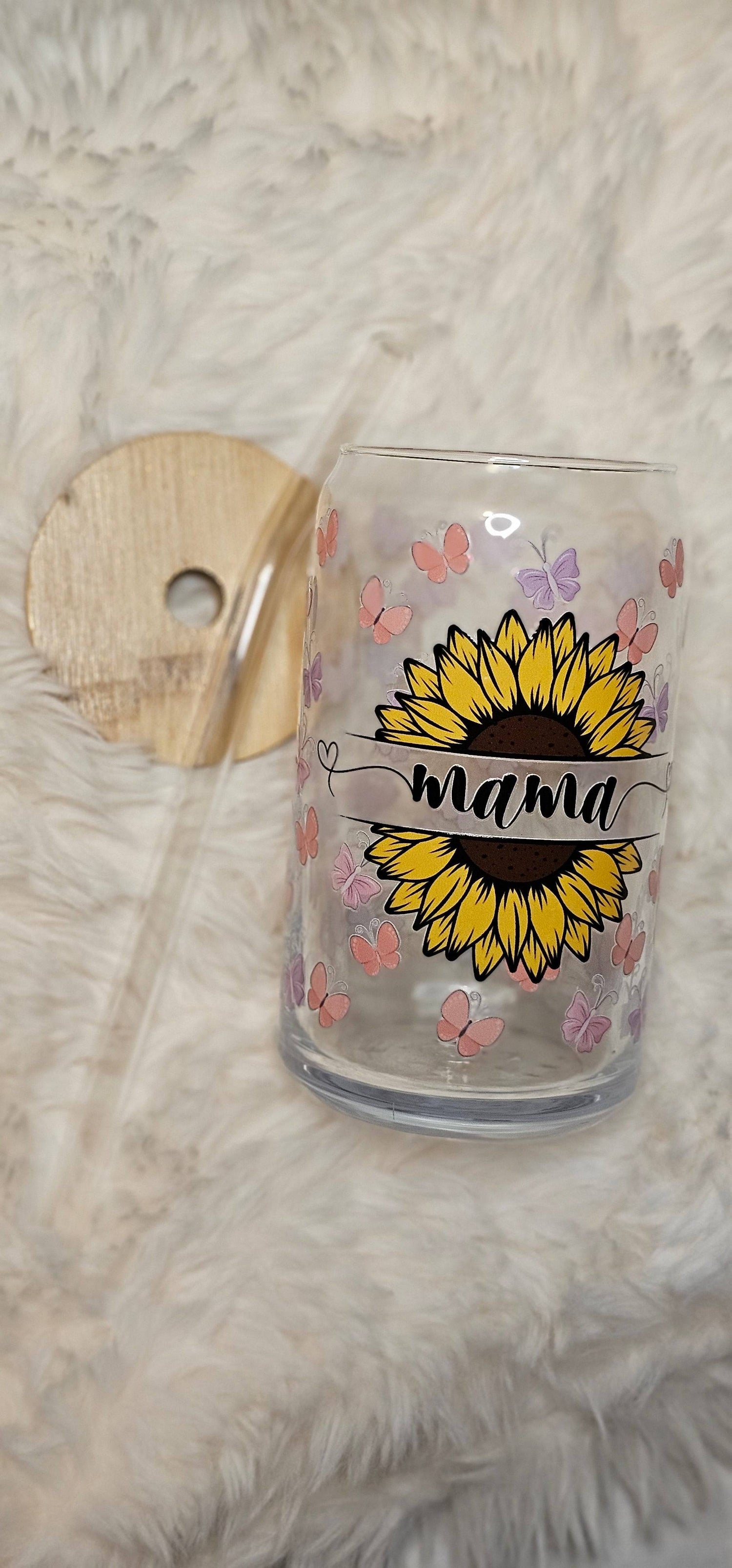 Mama Butterfly 16 oz Glass Can - Busy Housesteaders Boutique 