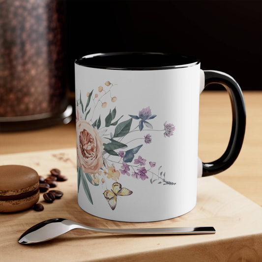 Flower Accent Coffee Mug, 11oz - Busy Housesteaders Boutique 