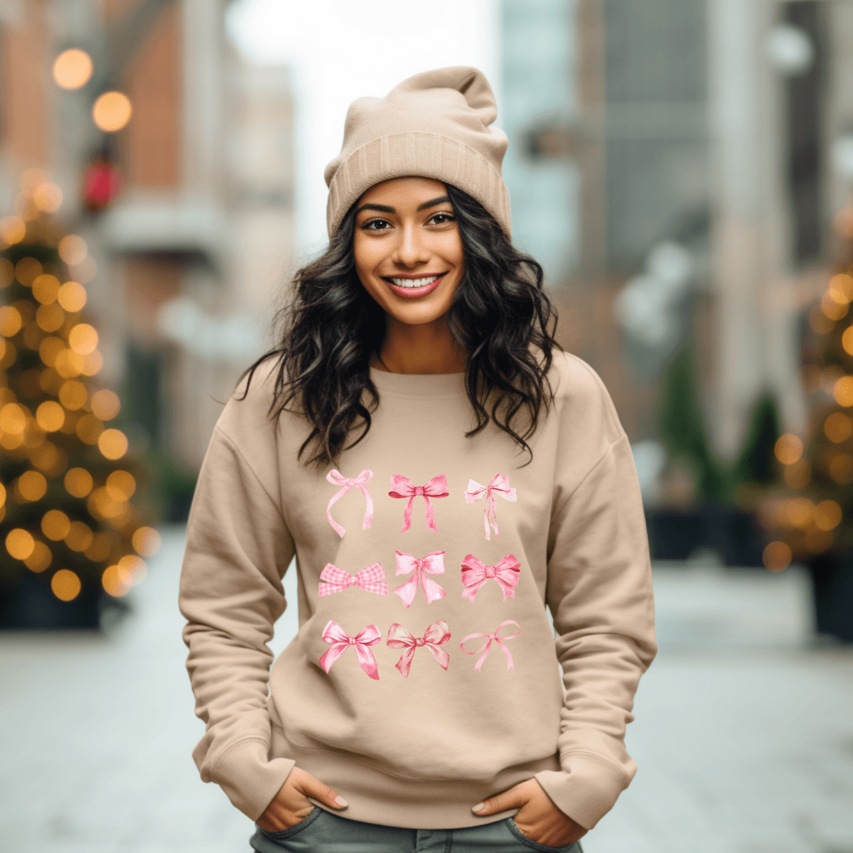 Pink Bow Coquette Sweatshirt - Busy Housesteaders Boutique 