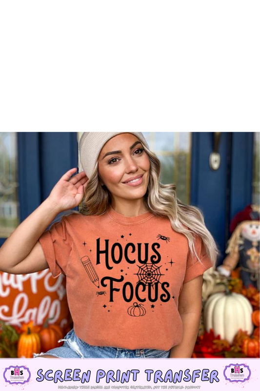 Hocus Focus Single Color Screen Print Transfer